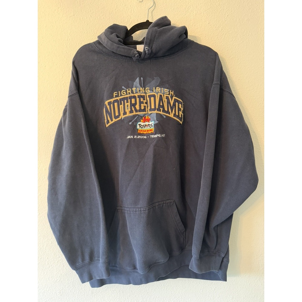 Vintage Notre Dame Fighting Irish Tostitos Fiesta Bowl 2006 Hoodie Size XL
